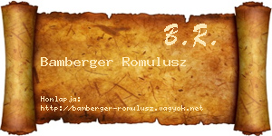 Bamberger Romulusz névjegykártya